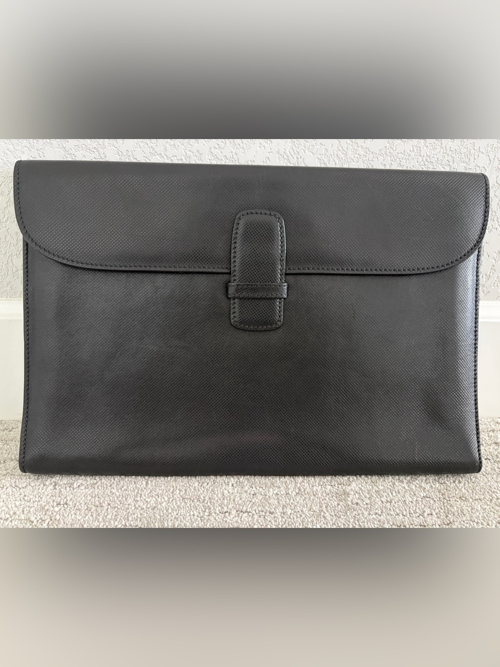 Bottega Veneta Black Leather Flap Document Case
